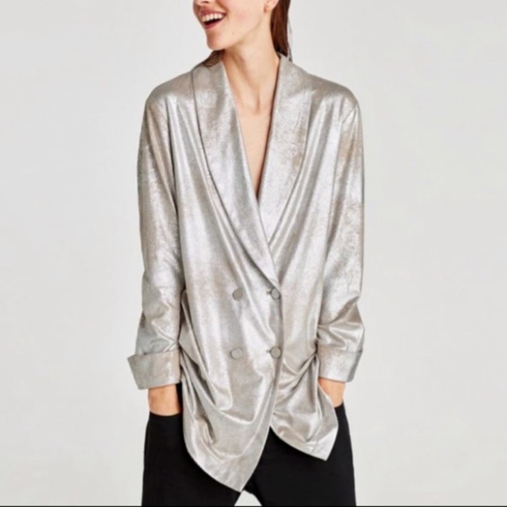 silver glittery blazer